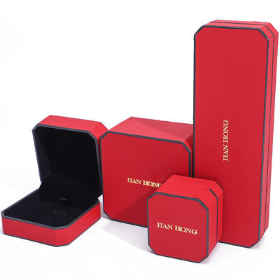 comprar Caixa de jóias retangular de material de veludo vermelho para pulseiras de luxo brincos colarinho anel online manufacture
