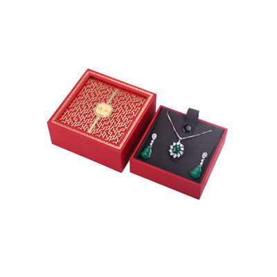 Logotipo personalizado Caixa de jóias de madeira verde Collar e pulseira Caixa de embalagem