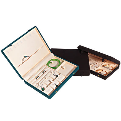 Caixa de jóias de couro de microfibra de cor de café para colar Bracelet Stud Set e Anel