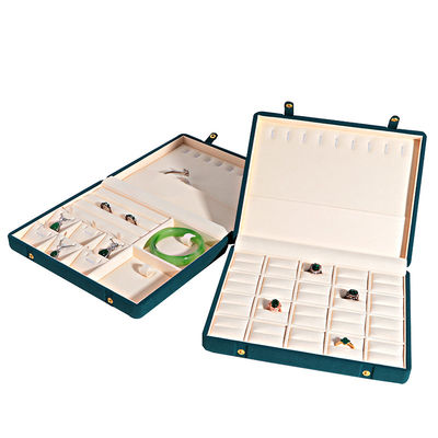 Caixa de jóias de couro de microfibra de cor de café para colar Bracelet Stud Set e Anel