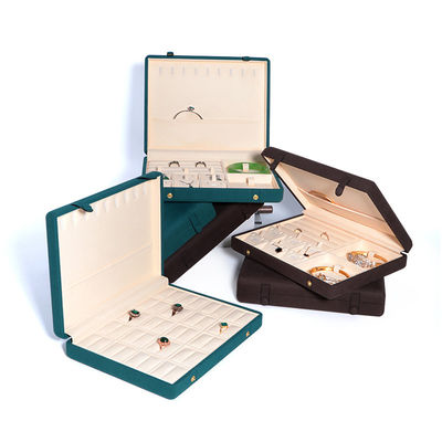 Caixa de jóias de couro para o armazenamento elegante e seguro do conjunto de brincos de pulseira de colar
