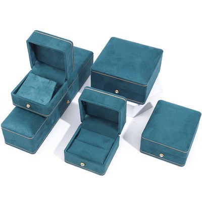 Fabricação por atacado Caixa de jóias de luxo personalizada de alta qualidade Colarinho Pulseira Brincos Anel conjunto de jóias Embalagem Caixa de jóias azul veludo com logotipo