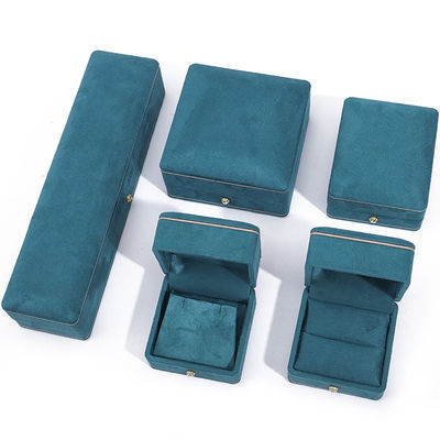 Fabricação por atacado Caixa de jóias de luxo personalizada de alta qualidade Colarinho Pulseira Brincos Anel conjunto de jóias Embalagem Caixa de jóias azul veludo com logotipo