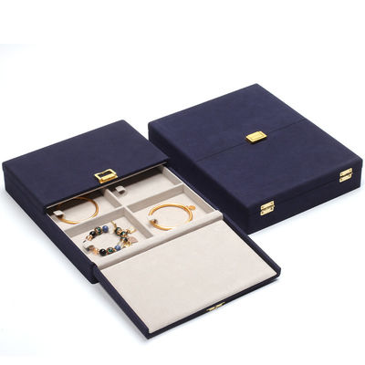 Caixas de presente de jóias de couro de microfibra azul Embalagem de jóias personalizadas 29x23x5cm
