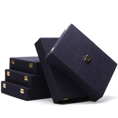 Caixas de presente de jóias de couro de microfibra azul Embalagem de jóias personalizadas 29x23x5cm