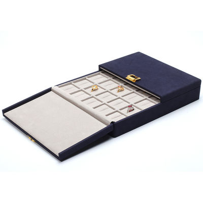 Caixas de presente de jóias de couro de microfibra azul Embalagem de jóias personalizadas 29x23x5cm