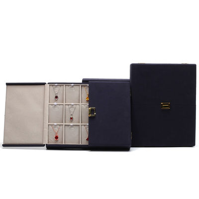 Caixas de presente de jóias de couro de microfibra azul Embalagem de jóias personalizadas 29x23x5cm
