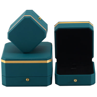 comprar Verde escuro de alta qualidade Octagonal Couro falso Luxury Box Gold Trim Embalagem de jóias online manufacture
