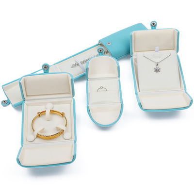 comprar Caixa de embalagem de jóias de veludo suave e elegante Cyan online manufacture