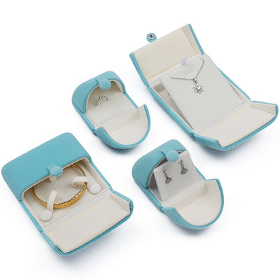 Caixa de embalagem de jóias de veludo suave e elegante Cyan