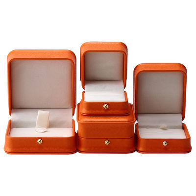 Orange Snow Grain Noble PU Couro Caixa de jóias para embalagem de armazenamento de luxo