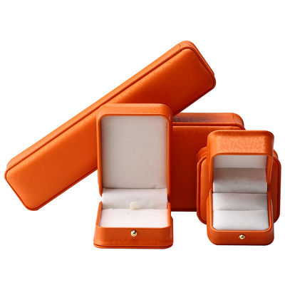 Orange Snow Grain Noble PU Couro Caixa de jóias para embalagem de armazenamento de luxo