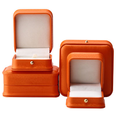 Orange Snow Grain Noble PU Couro Caixa de jóias para embalagem de armazenamento de luxo