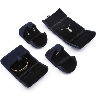 China fabricação por atacado de alta qualidade Caixa de embalagem de joias Personalizado luxuoso Caixa grande de conjunto de joias Colar Pulseira Brincos Anel embalagem artesanal azul veludo porta dupla Caixa de joias com logotipo