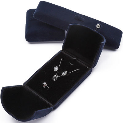 China fabricação por atacado de alta qualidade Caixa de embalagem de joias Personalizado luxuoso Caixa grande de conjunto de joias Colar Pulseira Brincos Anel embalagem artesanal azul veludo porta dupla Caixa de joias com logotipo