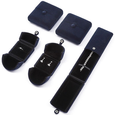 China fabricação por atacado de alta qualidade Caixa de embalagem de joias Personalizado luxuoso Caixa grande de conjunto de joias Colar Pulseira Brincos Anel embalagem artesanal azul veludo porta dupla Caixa de joias com logotipo