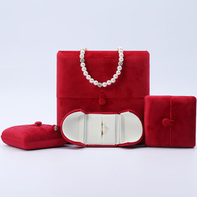 China Fabricação por atacado Luxury Jewelry Caixa de embalagem Custom high end Necklace Bracelet Earrings Ring Packaging dupla porta Veludo vermelho Jewelry Box com logotipo