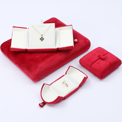 China Fabricação por atacado Luxury Jewelry Caixa de embalagem Custom high end Necklace Bracelet Earrings Ring Packaging dupla porta Veludo vermelho Jewelry Box com logotipo
