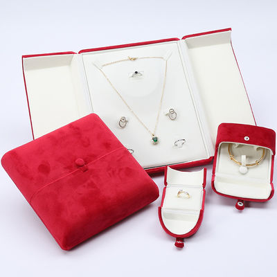 China Fabricação por atacado Luxury Jewelry Caixa de embalagem Custom high end Necklace Bracelet Earrings Ring Packaging dupla porta Veludo vermelho Jewelry Box com logotipo