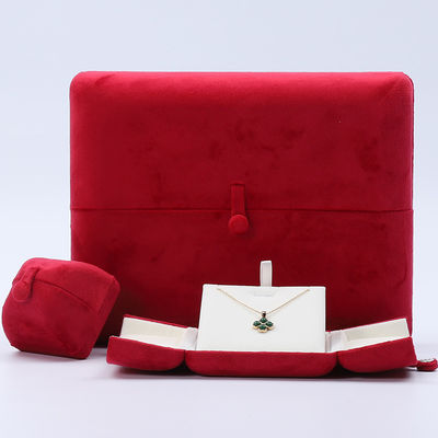 China Fabricação por atacado Luxury Jewelry Caixa de embalagem Custom high end Necklace Bracelet Earrings Ring Packaging dupla porta Veludo vermelho Jewelry Box com logotipo