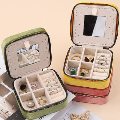 comprar Organizador de jóias de veludo de uso geral de cores múltiplas Embalagens de viagem com espelho online manufacture