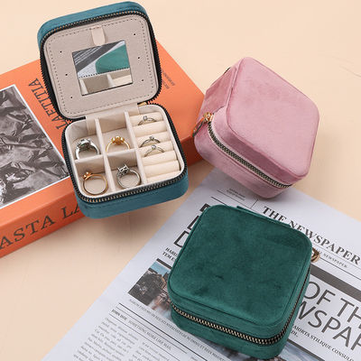 comprar Caixa de armazenamento de jóias elegante de alta qualidade organizador de jóias de veludo suave com espelho online manufacture