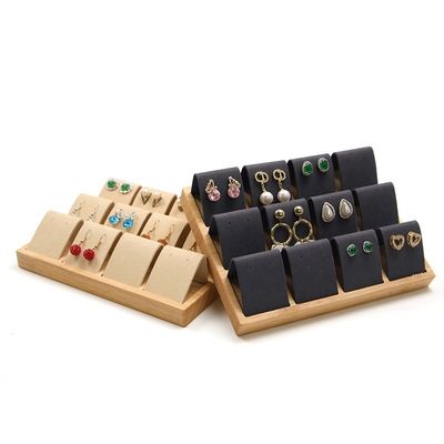 comprar Cobertura de veludo macia Jóias de madeira Armazenamento Display Tray Stand para orelhas online manufacture