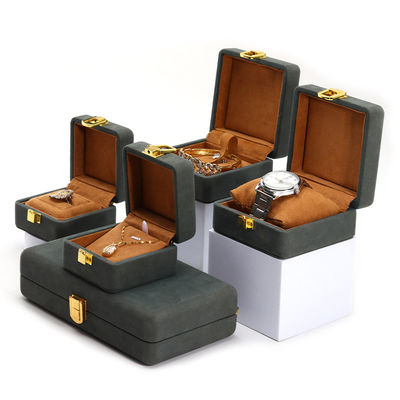 comprar Grão Verde Elegante Soft Velvet Jewelry Organizer Box Set para embalagem de luxo online manufacture
