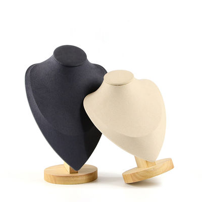 Capa de veludo macia, suporte de colarinho de madeira, suporte de exposição de pendente, suporte de exposição de busto