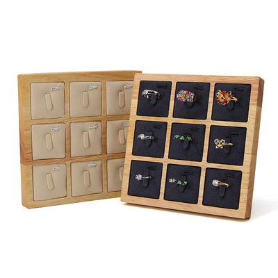 3x3 Multi Cells Solid Wood Jewellery Presentation Tray For Earrings Rings Studs Exposição