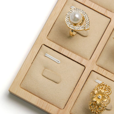 3x3 Multi Cells Solid Wood Jewellery Presentation Tray For Earrings Rings Studs Exposição
