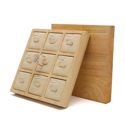 3x3 Multi Cells Solid Wood Jewellery Presentation Tray For Earrings Rings Studs Exposição