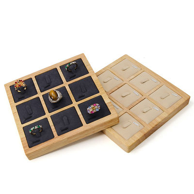 3x3 Multi Cells Solid Wood Jewellery Presentation Tray For Earrings Rings Studs Exposição