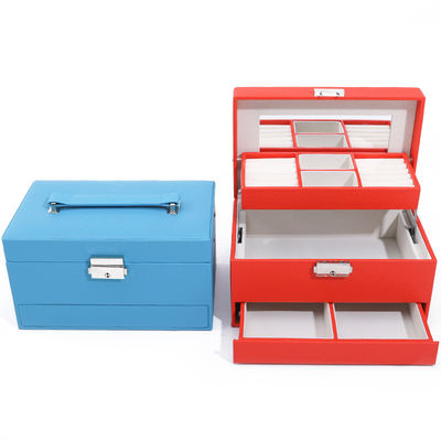 comprar Espaço Portátil Espaçoso Falsos Couro Organizador de Joias Caixa de Embalagem Multicelulares online manufacture