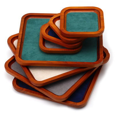 Multicolor revestimento de madeira maciça Jóias Display Tray para anel Bracelet Pendente Exposição