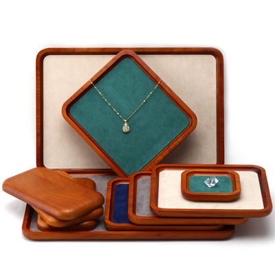 Multicolor revestimento de madeira maciça Jóias Display Tray para anel Bracelet Pendente Exposição