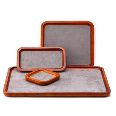 Requisitos de exposição de jóias de madeira Red Edge Super Fiber Lining Exhibition Display Trays
