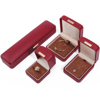 Efeito Flutuante Couro PU Vermelho Luxury Jewelry Packaging Box Set com barra de ouro