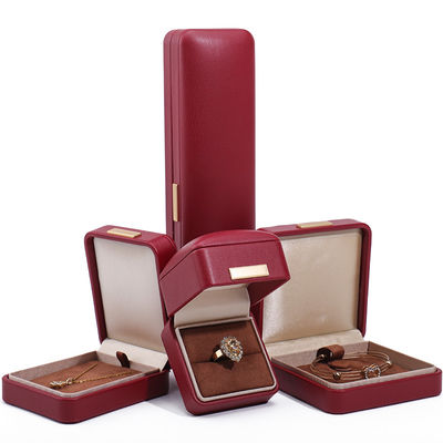 Efeito Flutuante Couro PU Vermelho Luxury Jewelry Packaging Box Set com barra de ouro