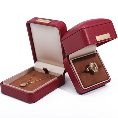 Efeito Flutuante Couro PU Vermelho Luxury Jewelry Packaging Box Set com barra de ouro