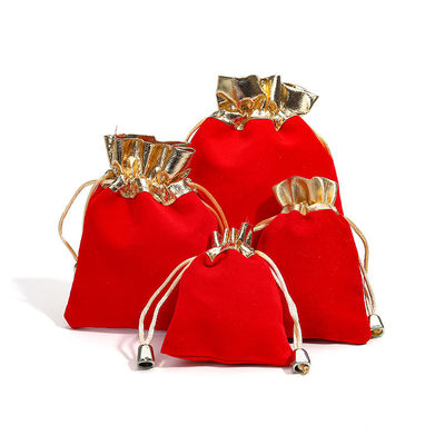 Soft Slip No Villi Velvet Drawstring Bolsas de jóias com boca aberta de ouro