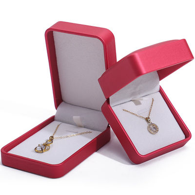 Noble Red PU Leather Luxury Jewelry Packaging Box Set com revestimento de veludo macio