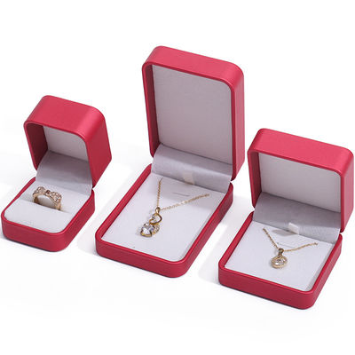Noble Red PU Leather Luxury Jewelry Packaging Box Set com revestimento de veludo macio