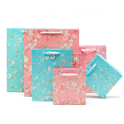 Saco de papel de cartão robusto com alças para presente de aniversário de menina