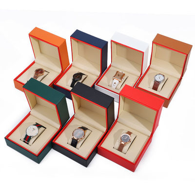 Suave Prático Estilo PU Couro Relógio Caixa de Embalagem Red Edge Caixa de armazenamento para presente