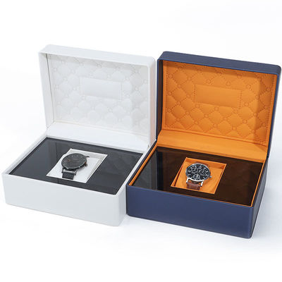 comprar Caixa de relógio de couro PU com revestimento de toque suave Embalagem de luxo com interior de madeira elegante online manufacture