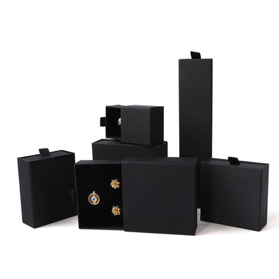 Fabricação por atacado Eco Amigável presente de luxo caixa de jóias personalizado logotipo personalizado anel colar de brincos pulseira embalagem cartão preto papel gaveta caixa de jóias