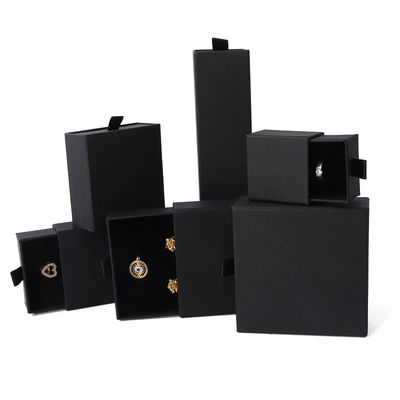 Fabricação por atacado Eco Amigável presente de luxo caixa de jóias personalizado logotipo personalizado anel colar de brincos pulseira embalagem cartão preto papel gaveta caixa de jóias