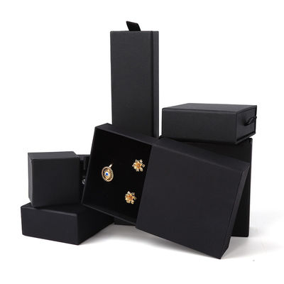 Fabricação por atacado Eco Amigável presente de luxo caixa de jóias personalizado logotipo personalizado anel colar de brincos pulseira embalagem cartão preto papel gaveta caixa de jóias