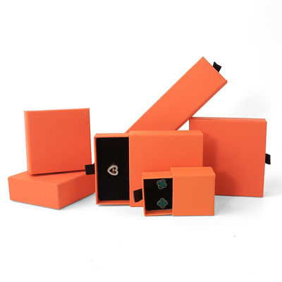 Fabricação por atacado Eco Amigável presente de alta qualidade Caixa de jóias Personalizado Anel personalizado Colar de orelha Pulseira Embalagem Caixa de papel de cartão laranja Caixa de jóias com logotipo